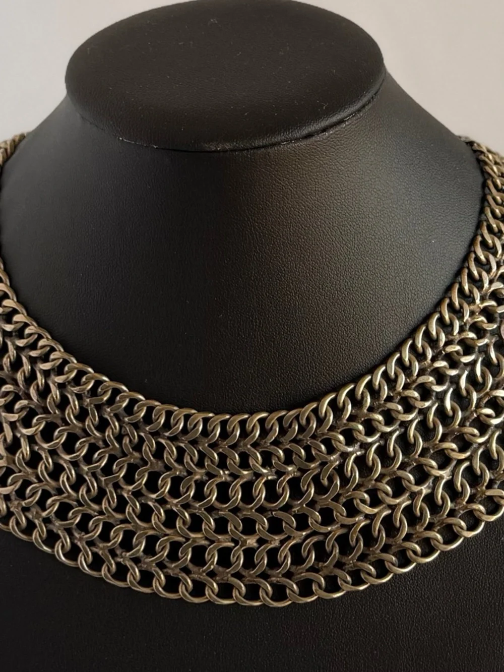 Vintage Mexican Alpaca Silver Mesh Design Collar Necklace